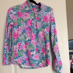 Lilly Pulitzer flower popover sweatshirt quarter zip pullover